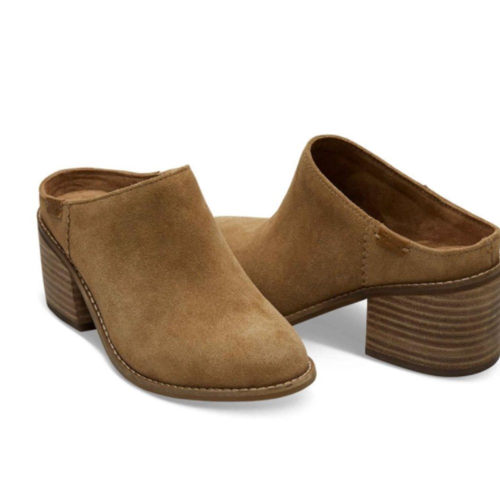 Toms Leila Suede Block Heel Mules